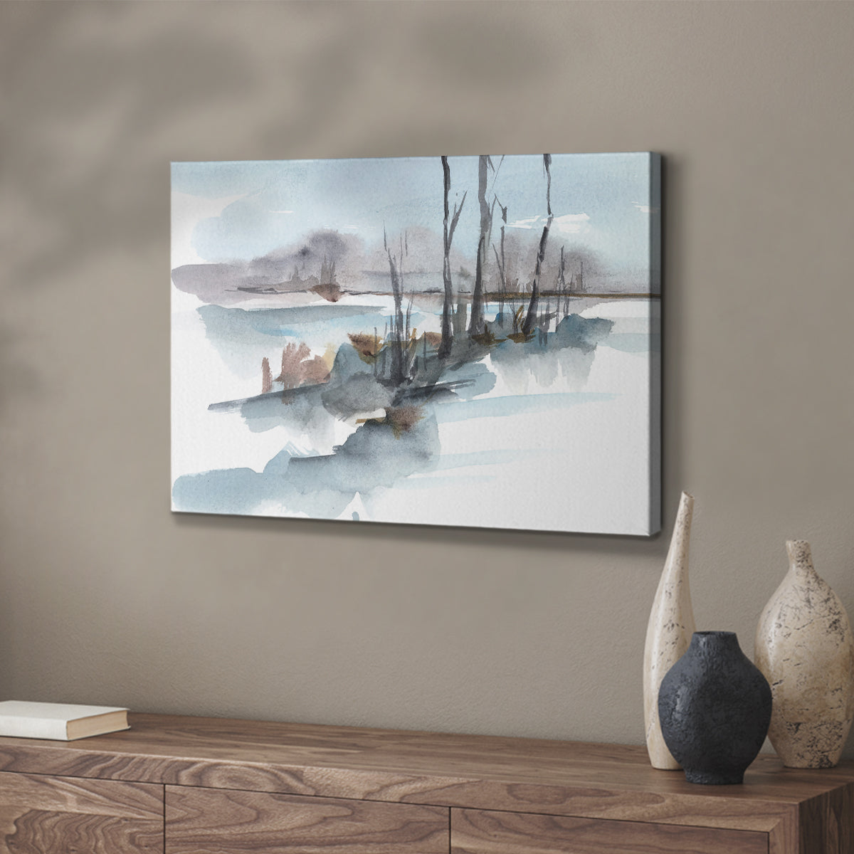 Winter Stream Watercolor I - Canvas Art Print