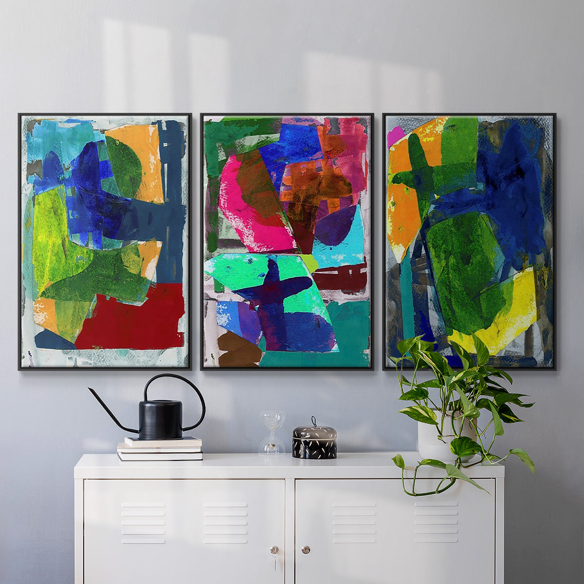 Brights Strokes I - Floater Framed Canvas Set
