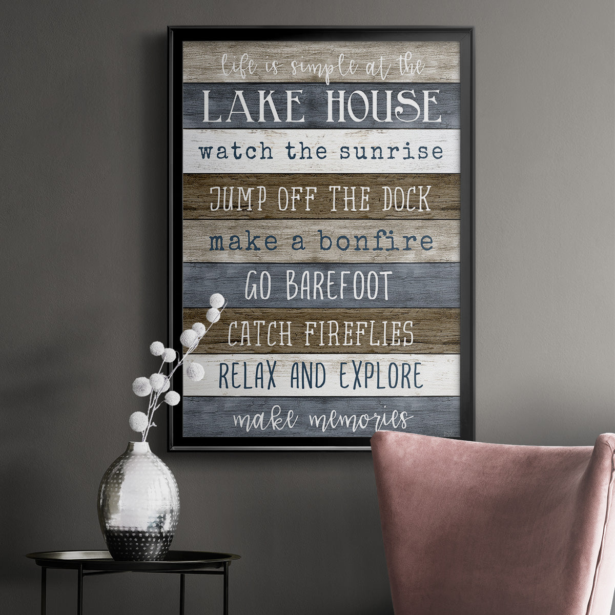 Simple Lake Rules - Modern Framed Canvas Print