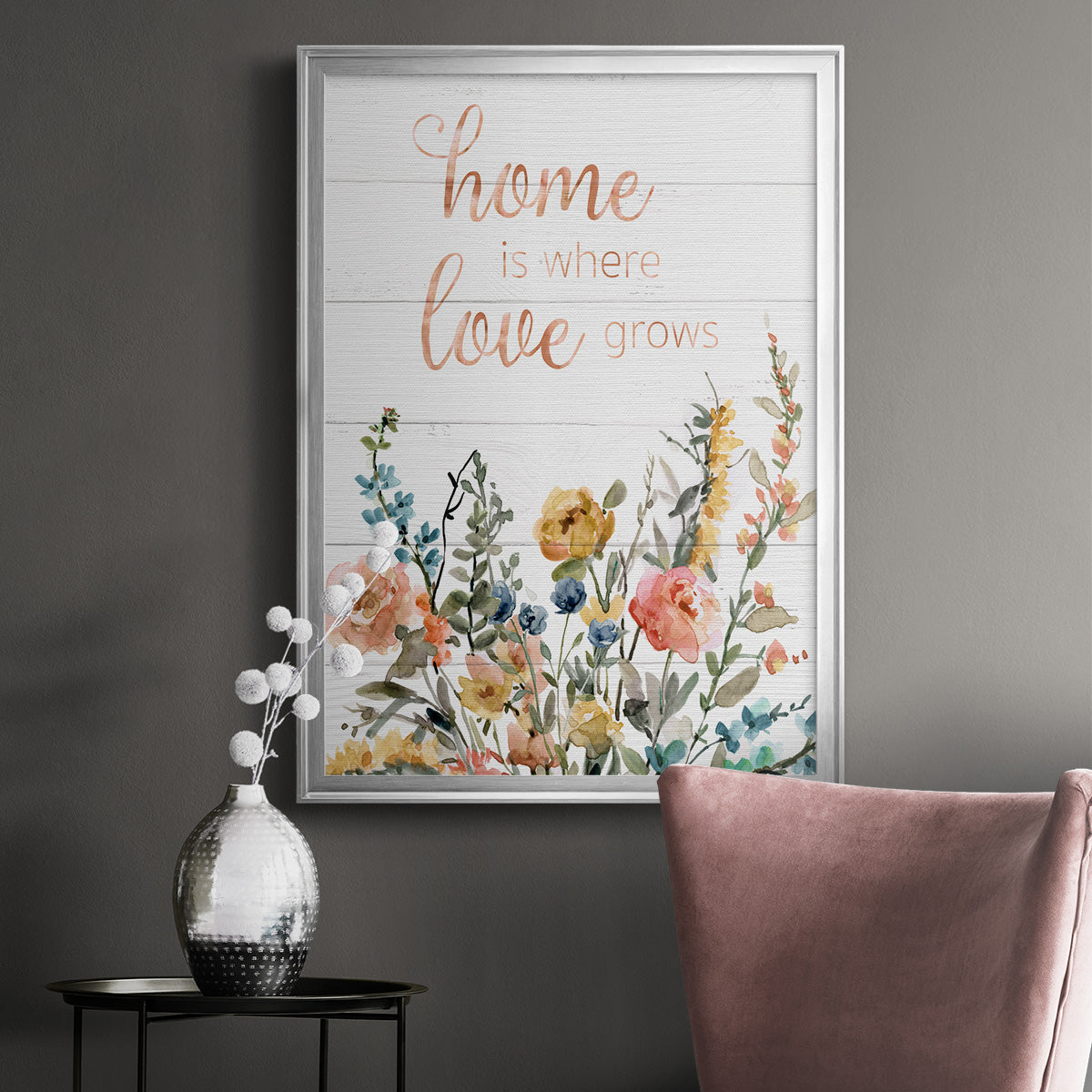 Home is Where Love Grows - Modern Framed Canvas Print