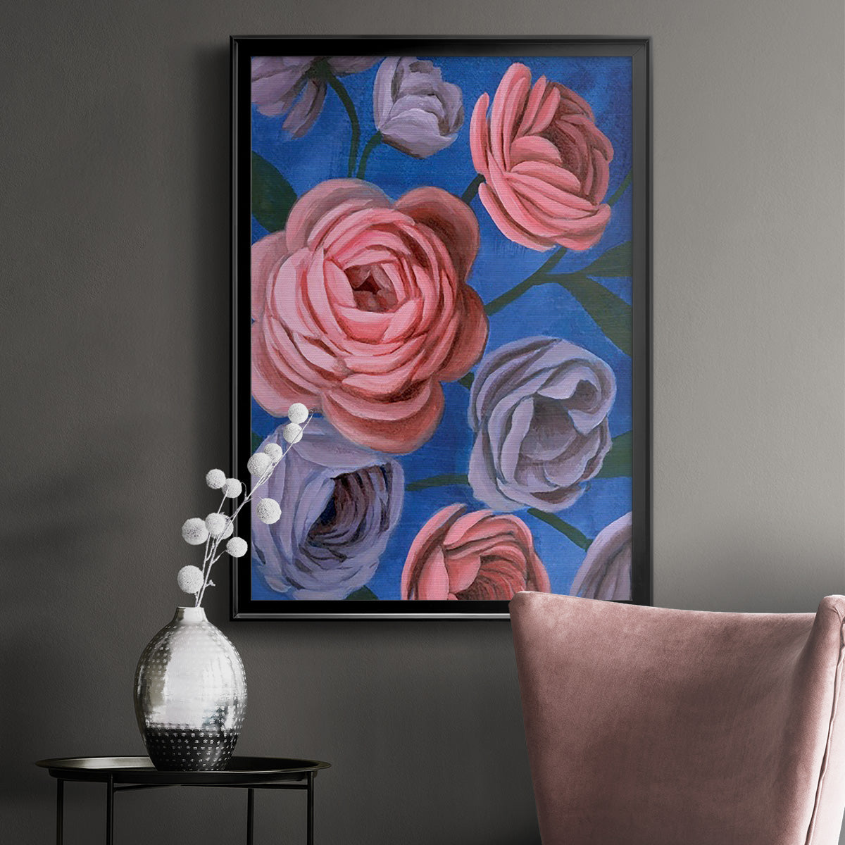 Layered Petals II - Modern Framed Canvas Print