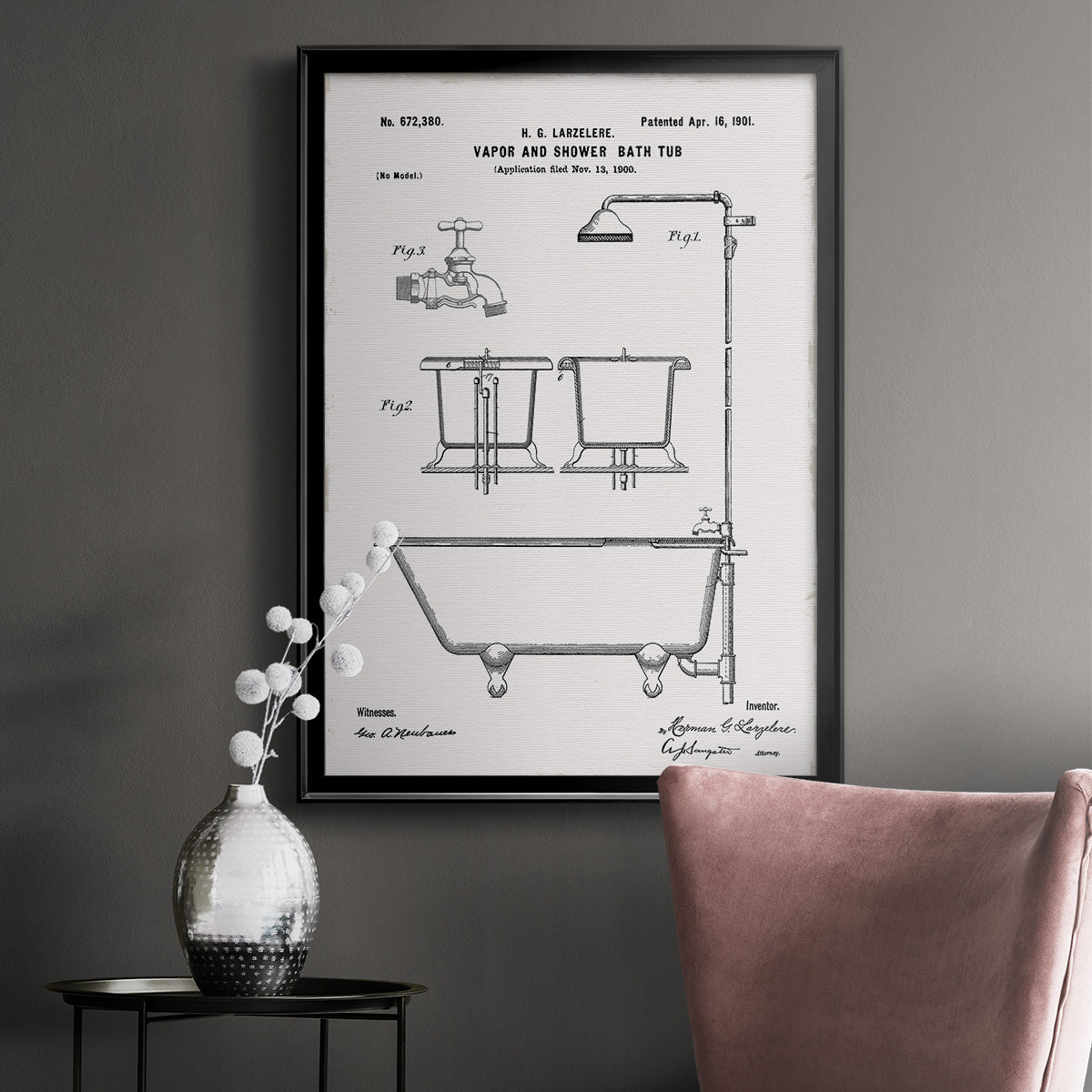Vintage Bath II - Modern Framed Canvas Print