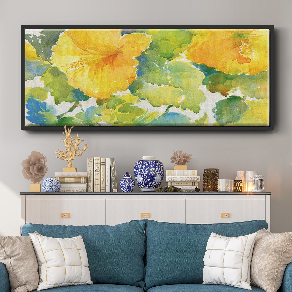 Citrus Hibiscus - Floater Framed Canvas Print