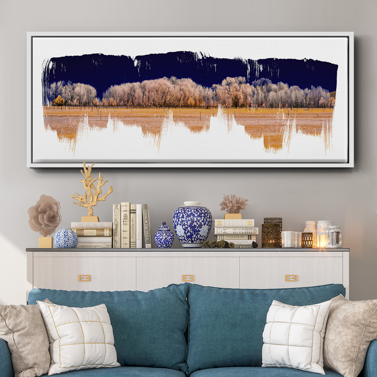 Treeline Panorama - Floater Framed Canvas Print