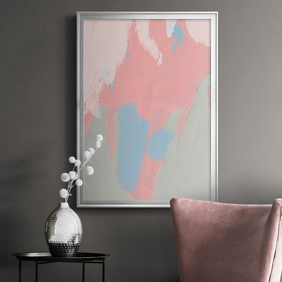 Blushing Abstract III - Modern Framed Canvas Print