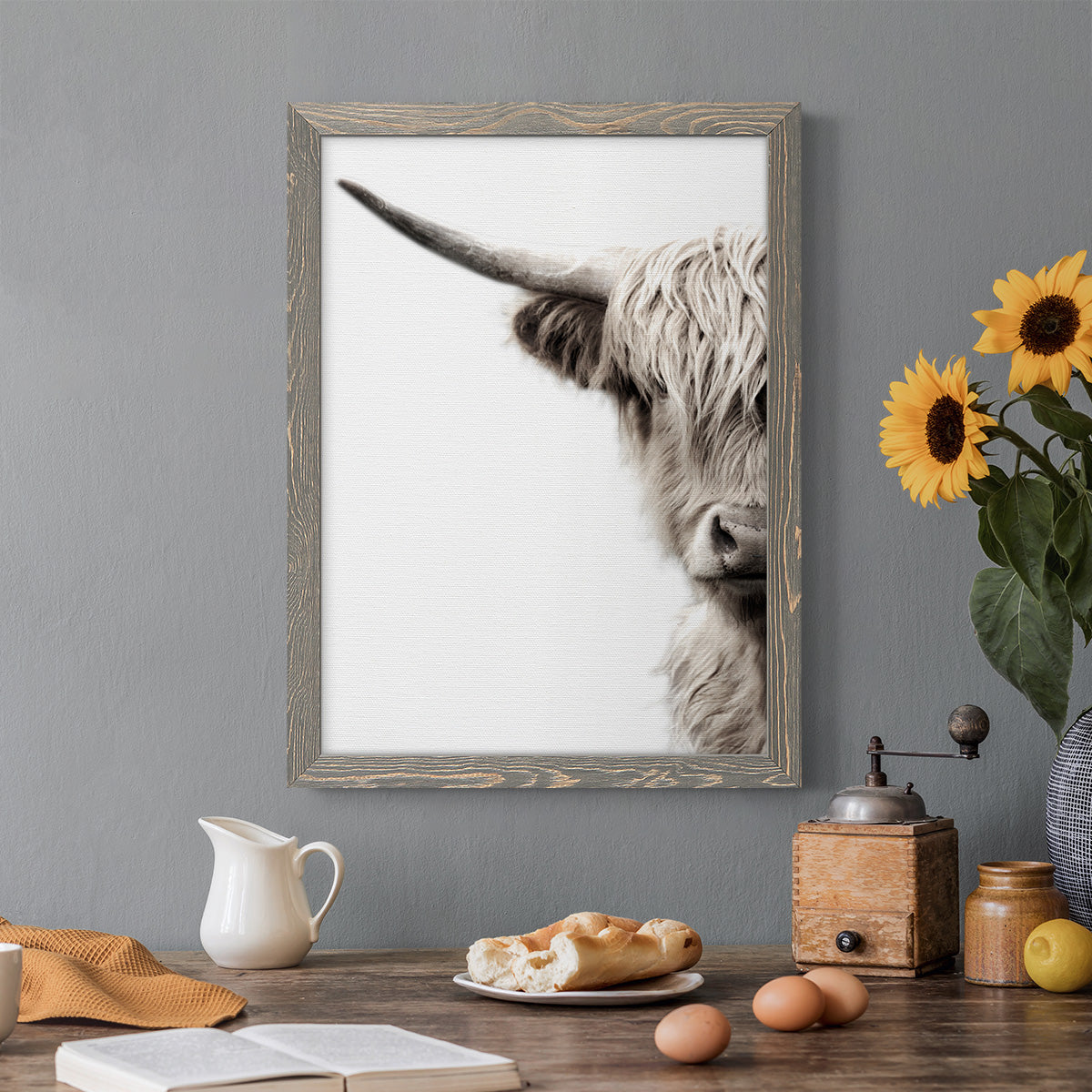 Highland Cattle - Premium Canvas Framed in Barnwood - Ready to Hang