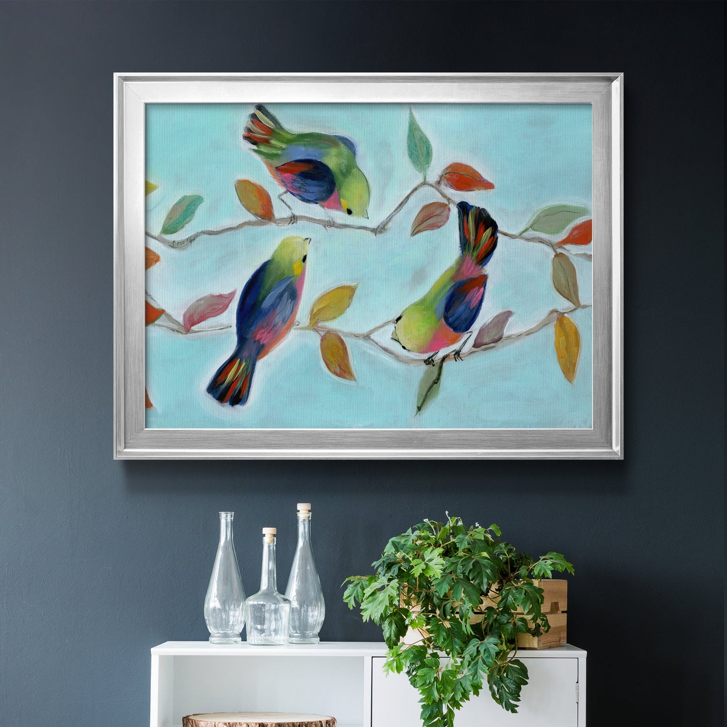 Bitty Birds I - Modern Framed Canvas Print
