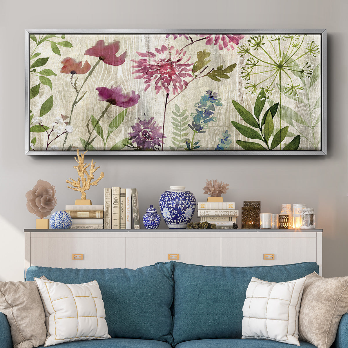 Meadow Flowers II - Floater Framed Canvas Print