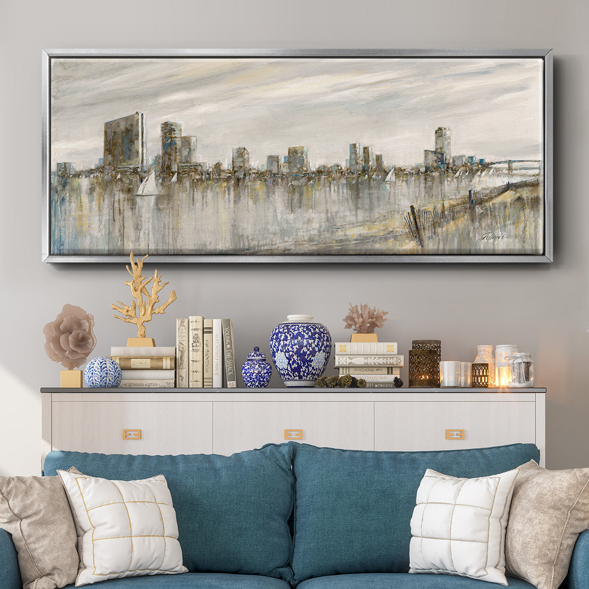 Skyline Sail - Floater Framed Canvas Print
