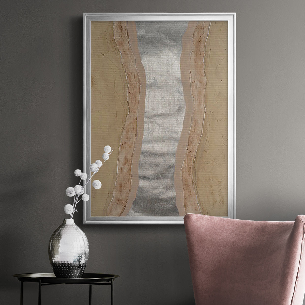 Silver Lake II - Modern Framed Canvas Print
