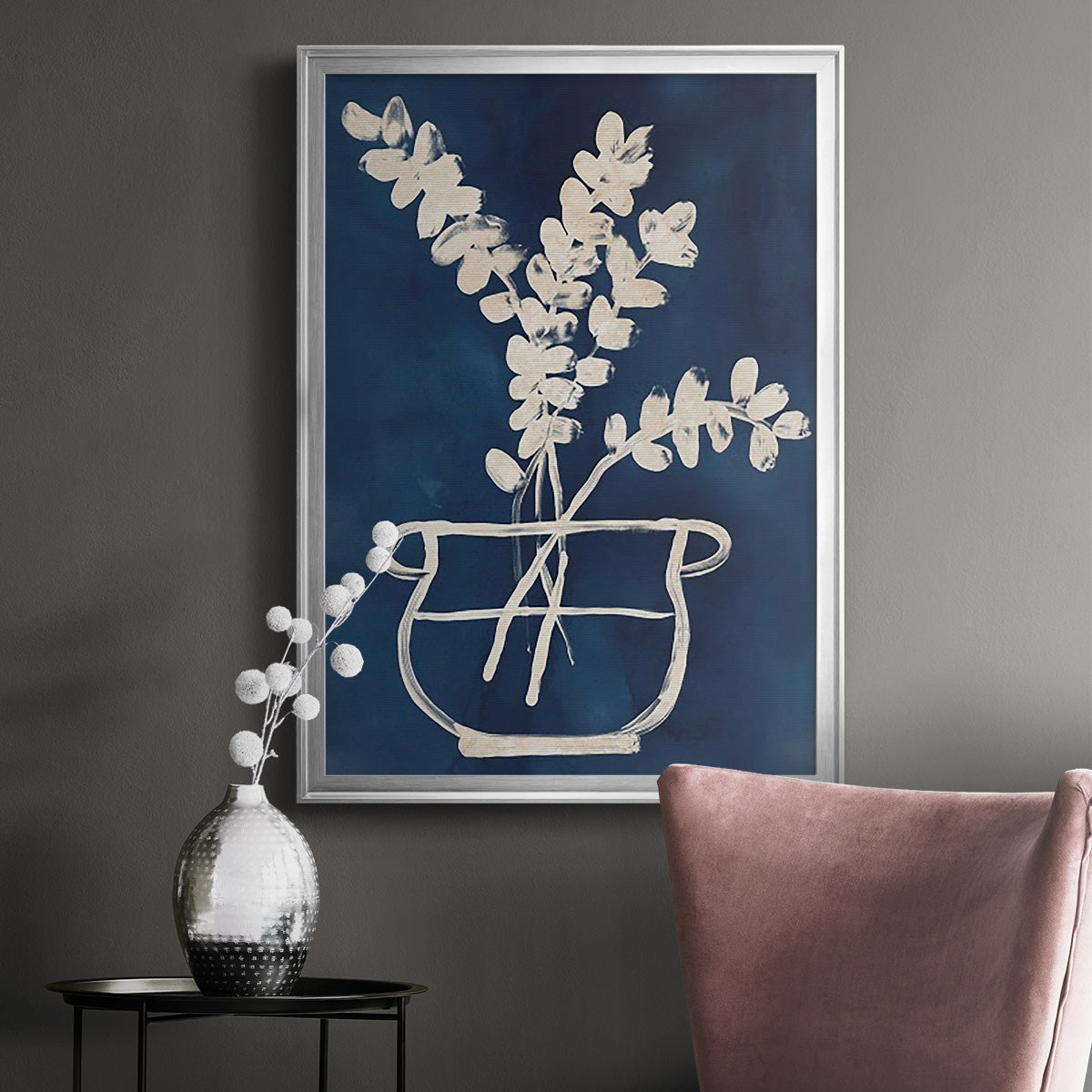 Vessel on Indigo II - Modern Framed Canvas Print
