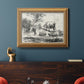 Classical pastoral landscape artwork by Nicolas Berchem in an ornate antique gold frame displayed in a dark-toned interior setting.