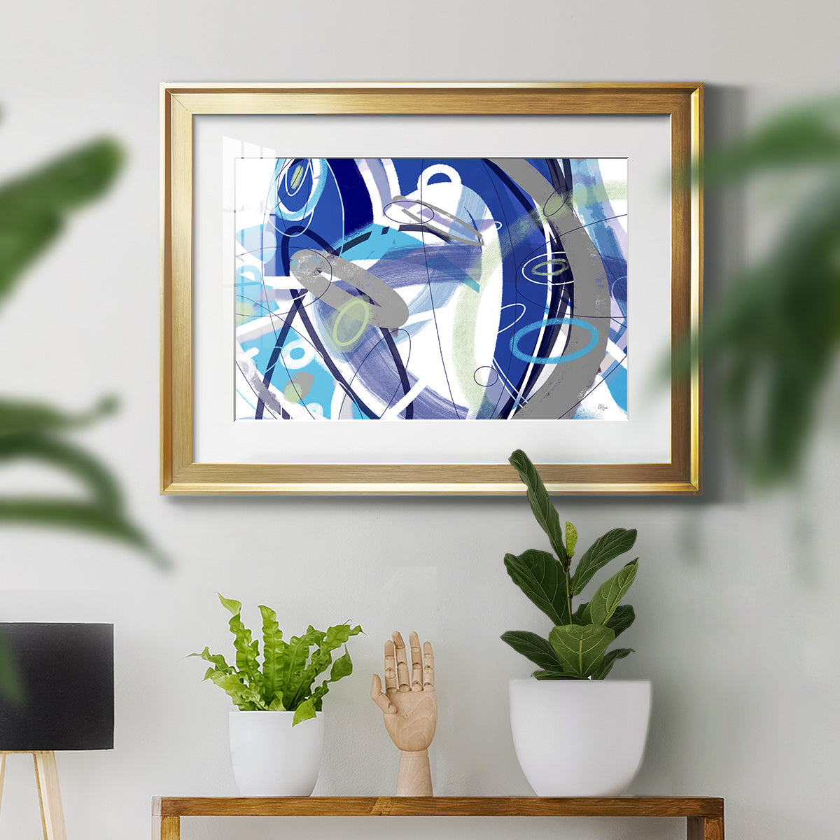 Blue Flow - Modern Framed Art Print