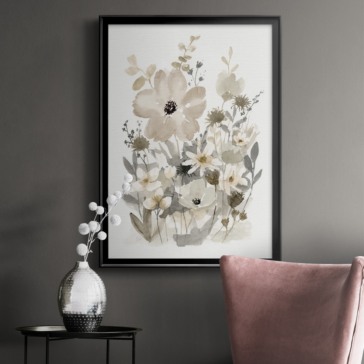 Neutral Nature I - Modern Framed Canvas Print