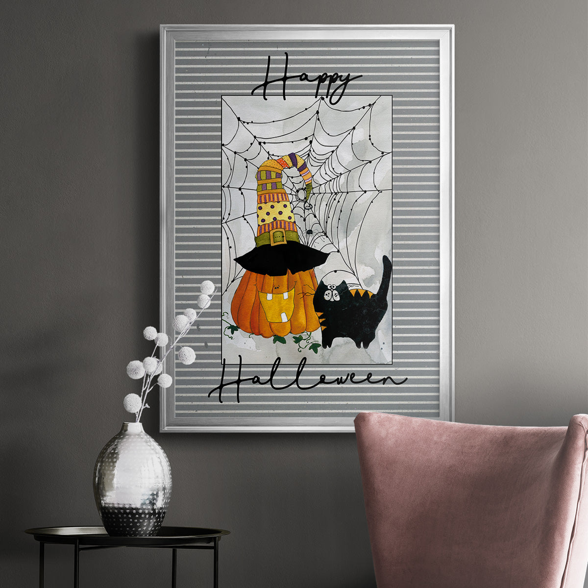 Happy Halloween Pumpkin - Modern Framed Canvas Print