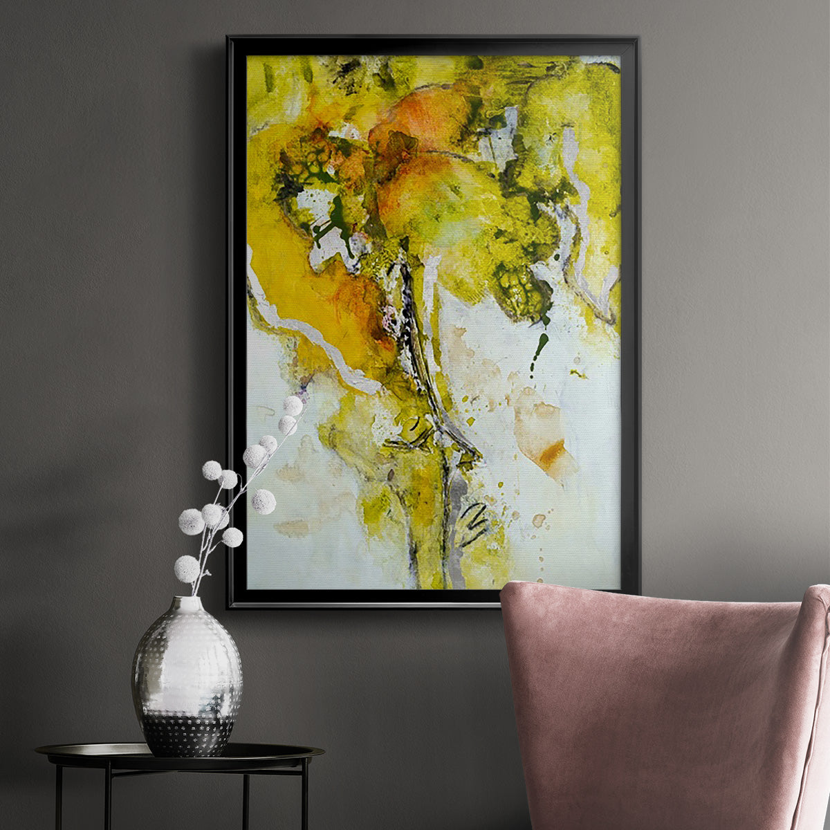 Golden Foliage II - Modern Framed Canvas Print