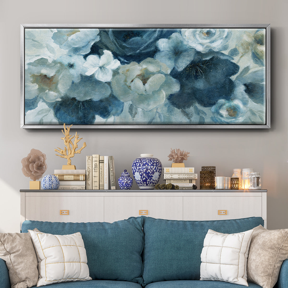 Blue on Blue - Floater Framed Canvas Print