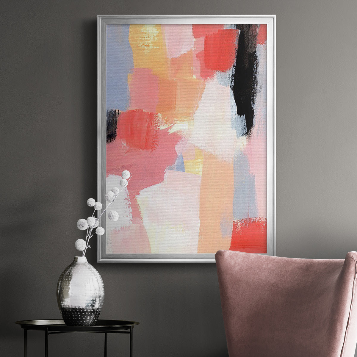 Aerial Scarlet I - Modern Framed Canvas Print
