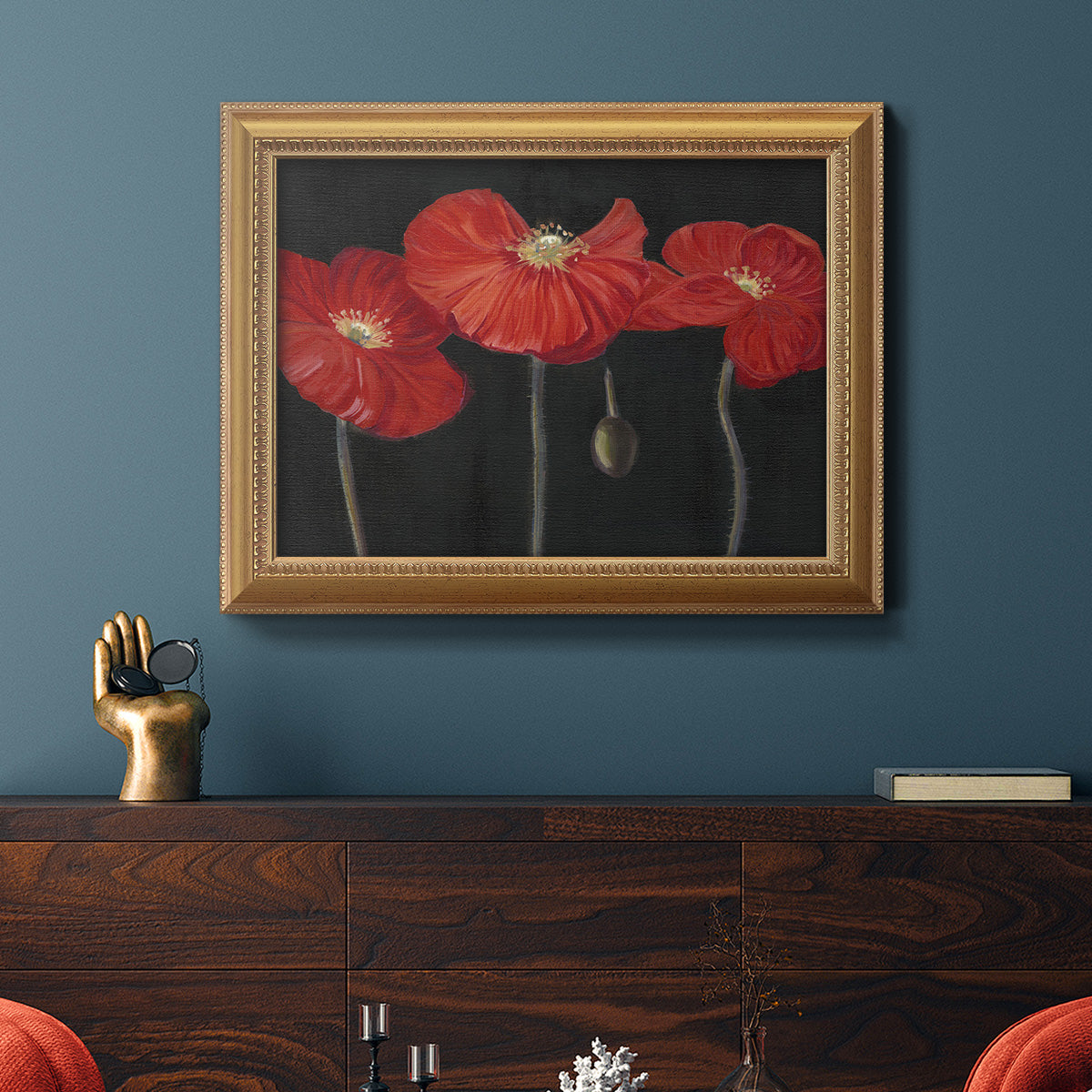 Poppy Trio I Premium Framed Canvas- Ready to Hang