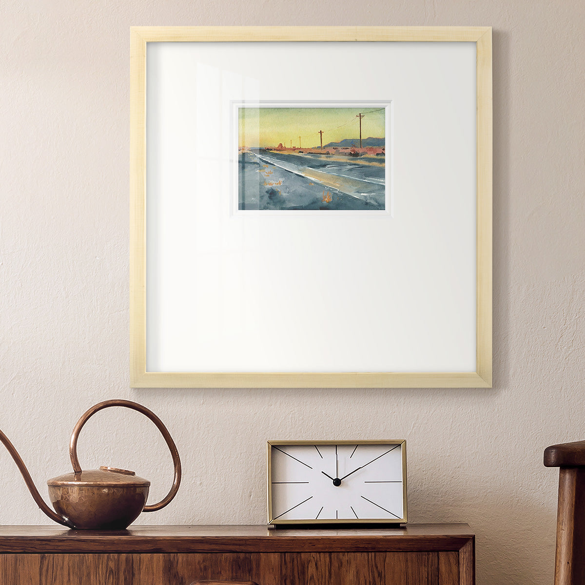 Deserted Highway I Premium Framed Print Double Matboard