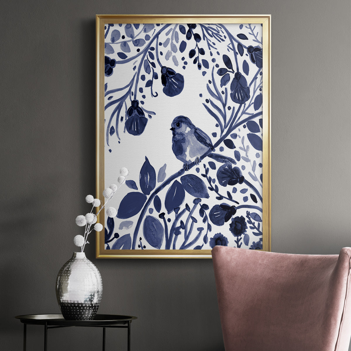 Indigo Song II - Modern Framed Canvas Print