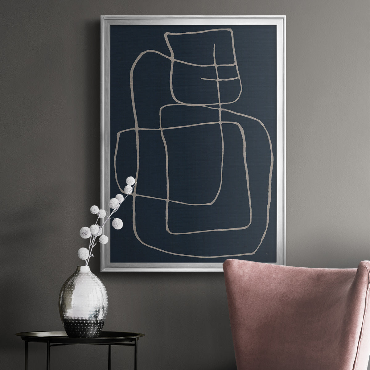 Shapes and Night Sky II - Modern Framed Canvas Print