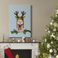 Christmas Fluffy Owl and Antlers - Gallery Wrapped Canvas