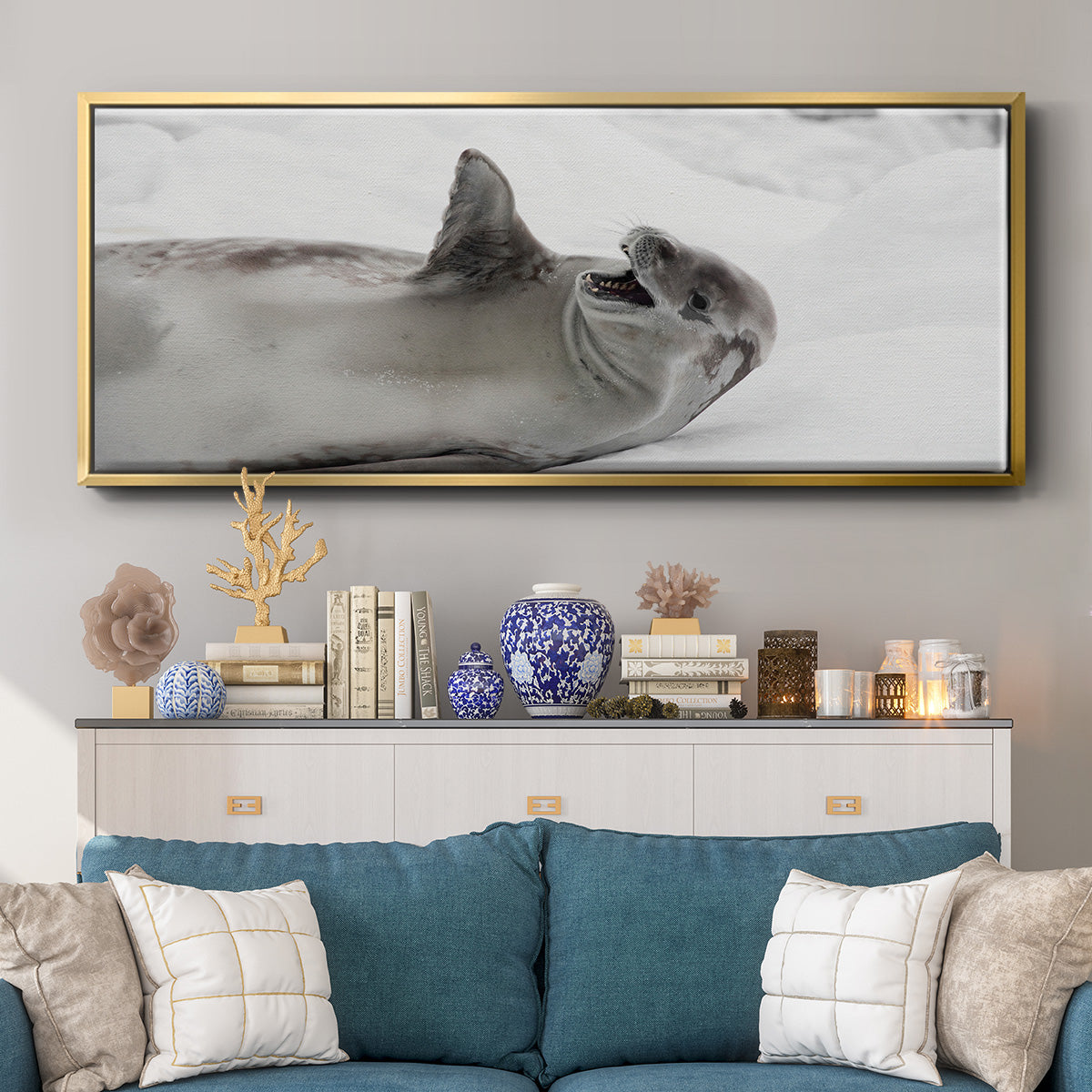 Laughing Seal - Floater Framed Canvas Print