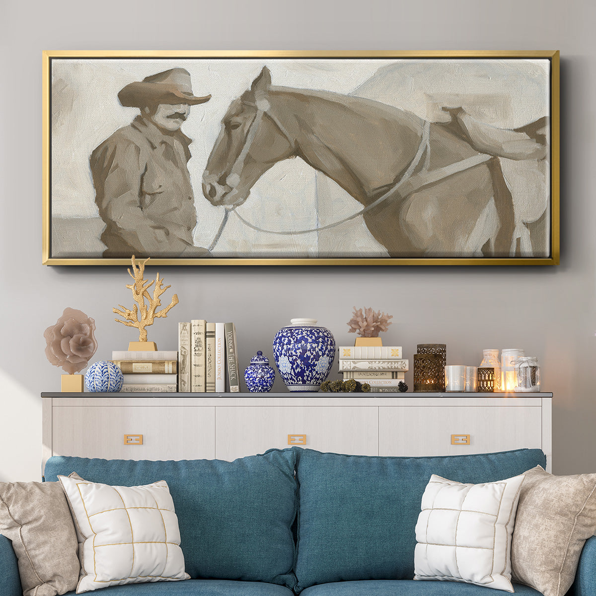 Work Friends II - Floater Framed Canvas Print