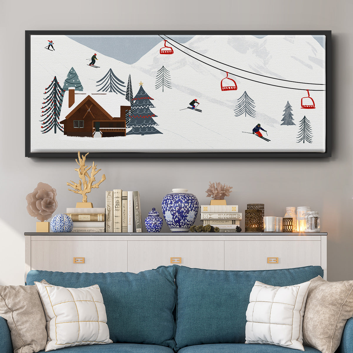 Ski Slope Collection D - Floater Framed Canvas Print
