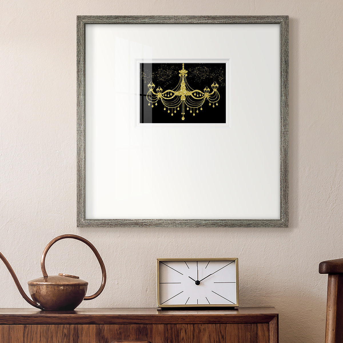 Golden Chandelier Premium Framed Print Double Matboard