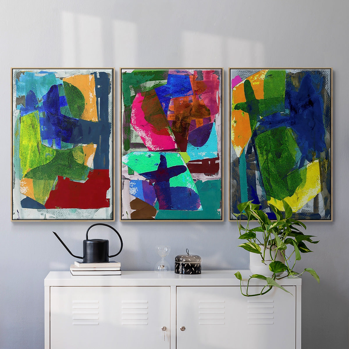 Brights Strokes I - Floater Framed Canvas Set