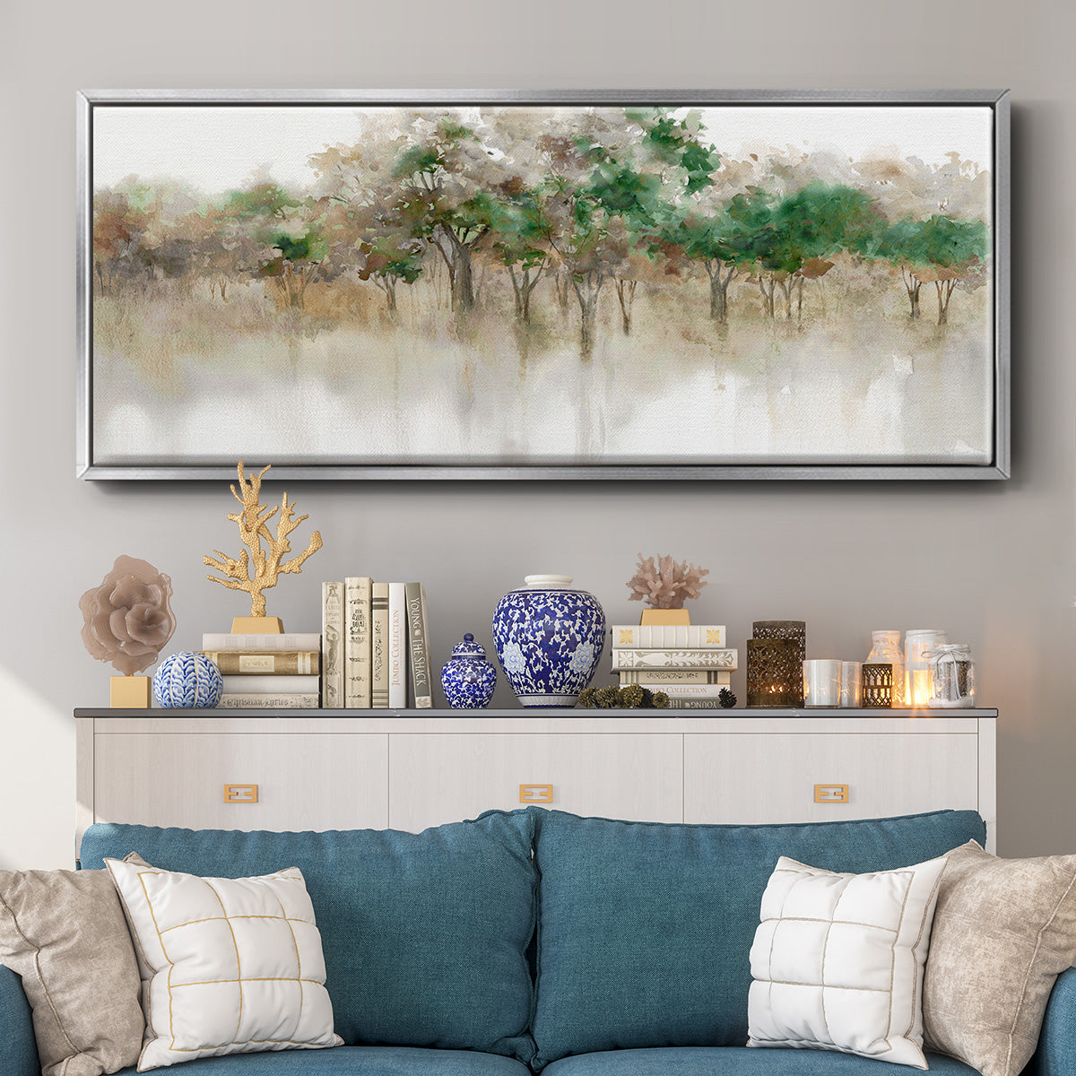 Subtle Meadow Reflections - Floater Framed Canvas Print