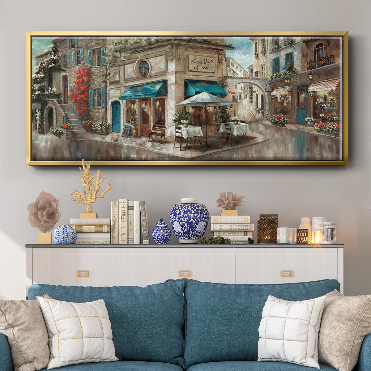 La Café de Rue - Floater Framed Canvas Print