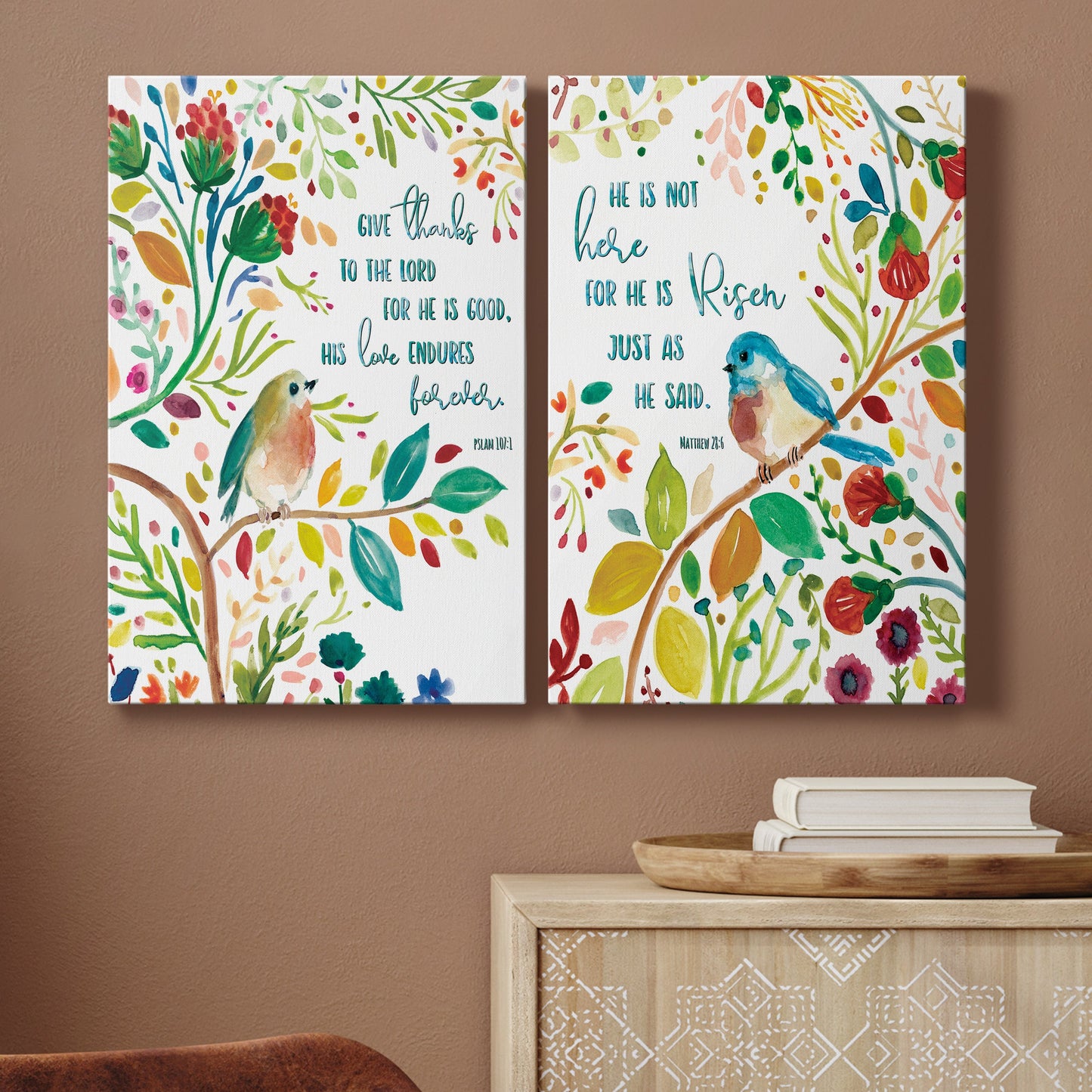 Give Thanks Premium Gallery Wrapped Canvas - Ready to Hang - Set of 2 - 8 x 12 Each