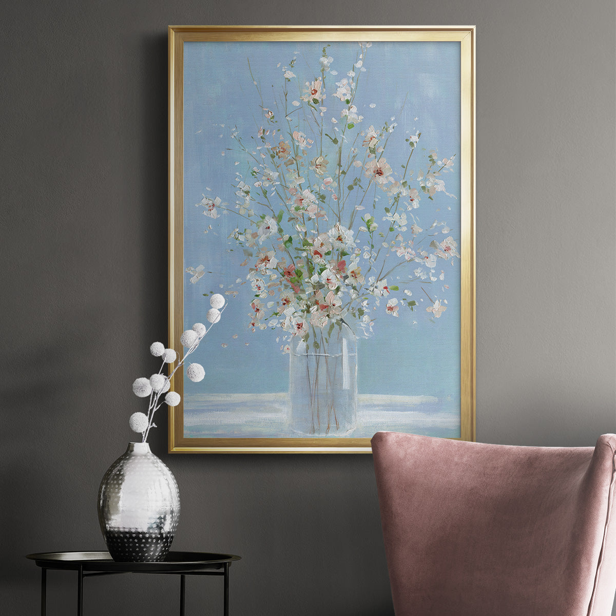 Cherry Blossom Arrangement - Modern Framed Canvas Print