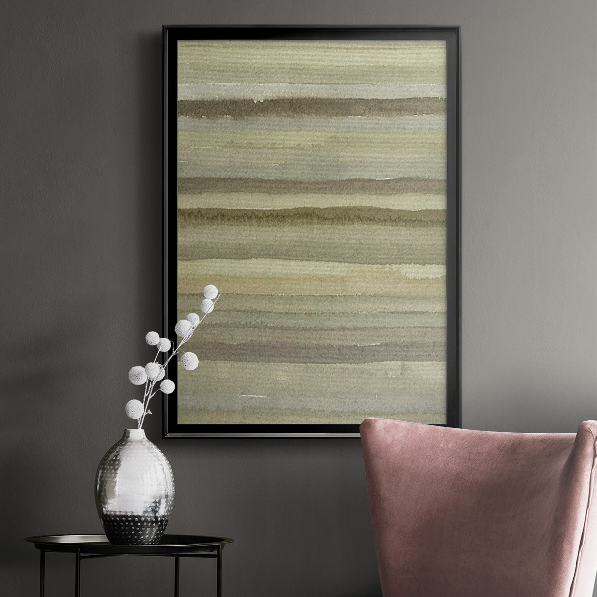 Lines in Neutral II - Modern Framed Canvas Print