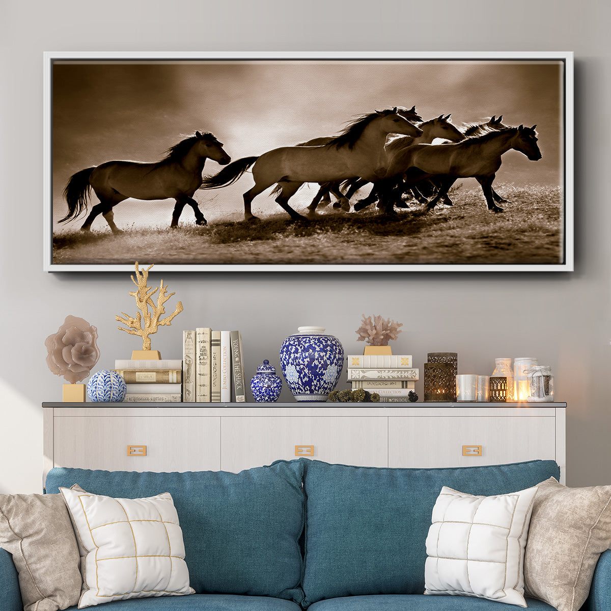 Wild Horses - Floater Framed Canvas Print