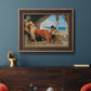 Orientalist portrait scene by Jean-Joseph Benjamin-Constant in an ornate bronzed mahogany wood frame displayed in a dark-toned interior setting.