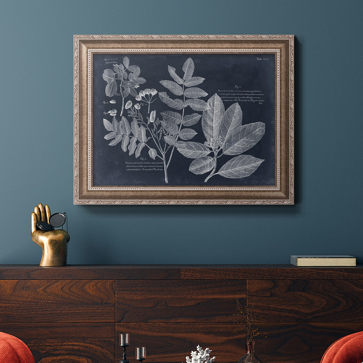 Foliage on Navy V Premium Framed Canvas- Ready to Hang