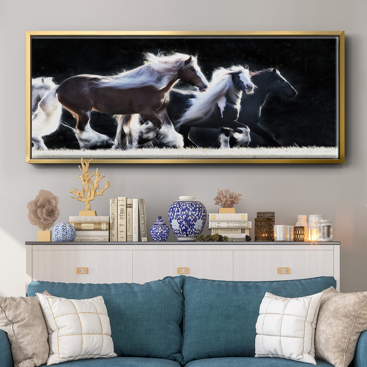 Horse Motion X - Floater Framed Canvas Print