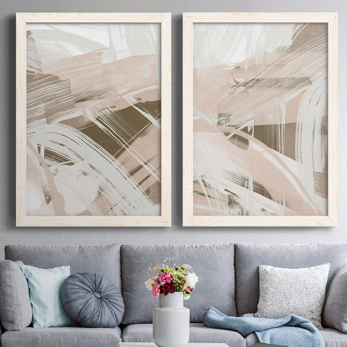 Earthtone Swipe I - Premium Framed Canvas 2 Piece Set - Ready to Hang