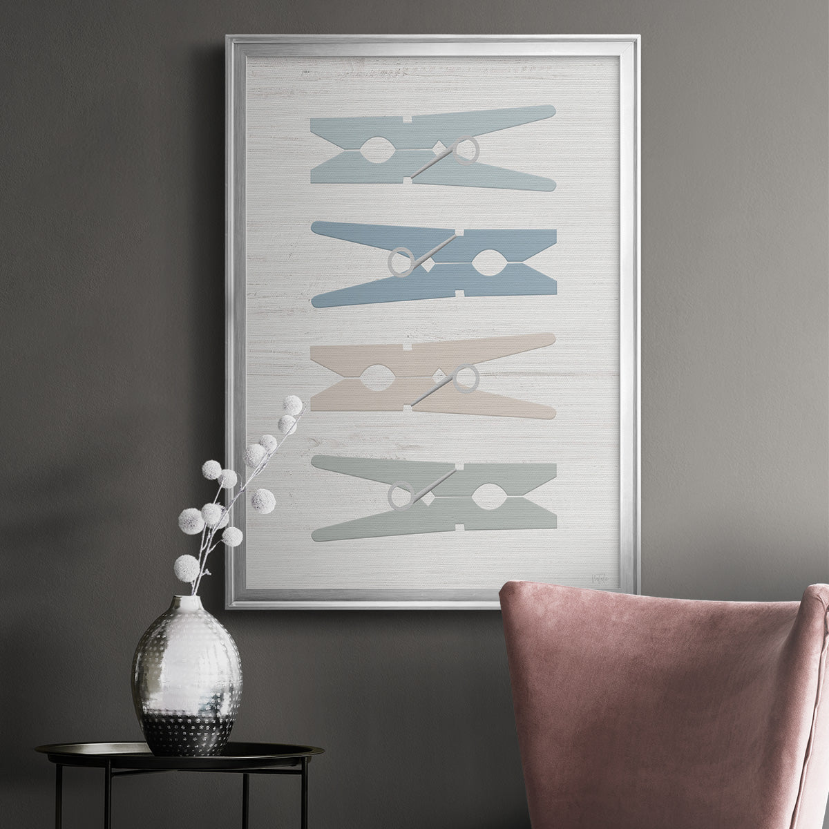 Laundry Pins - Modern Framed Canvas Print