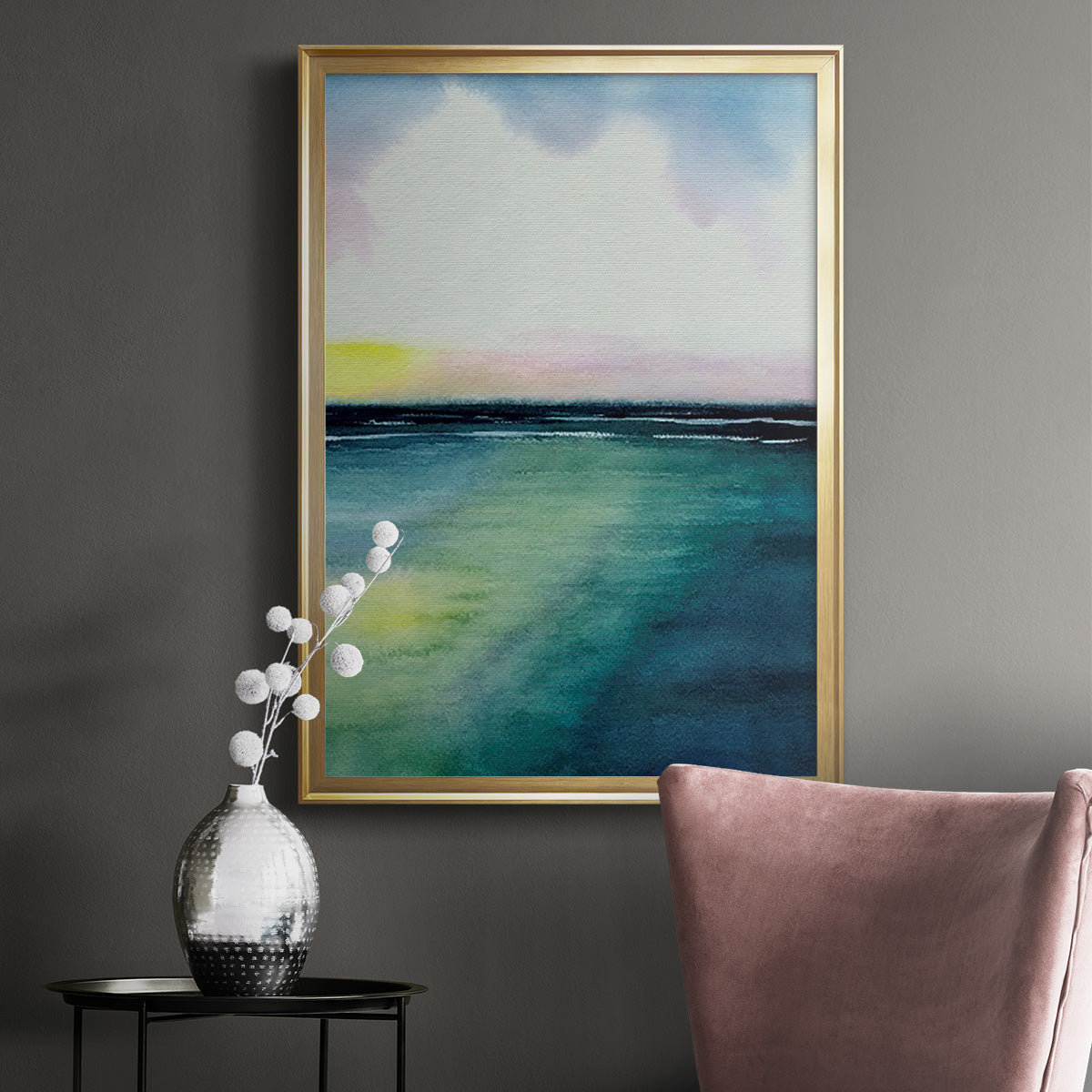 Sherbet Sunset Diptych II - Modern Framed Canvas Print