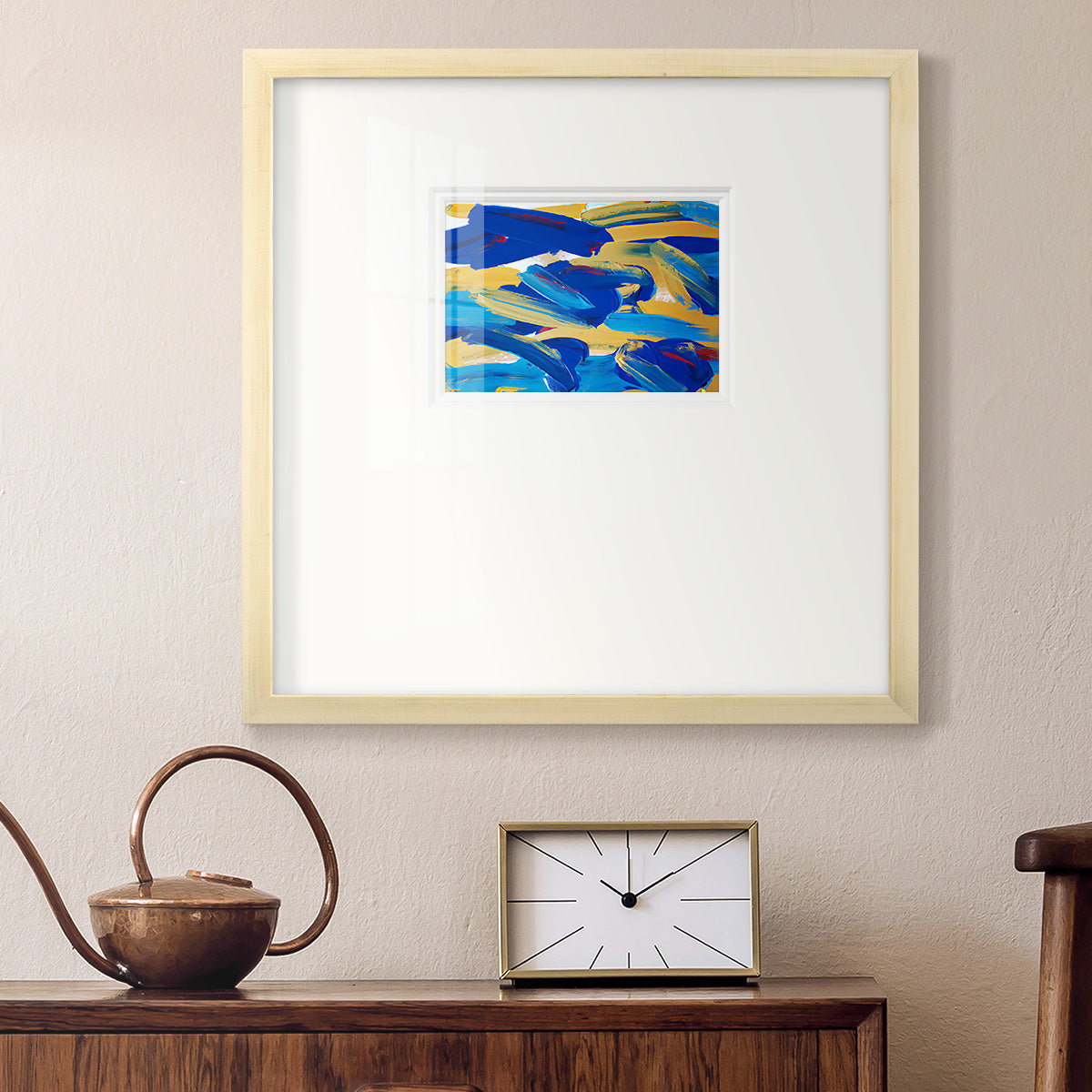 Blue and Gold Abstrat I Premium Framed Print Double Matboard