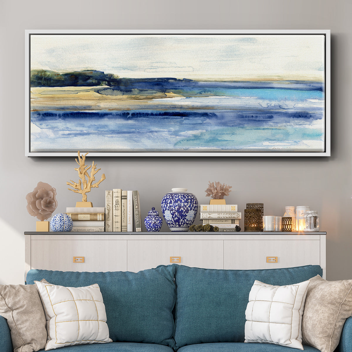Indigo Bay - Floater Framed Canvas Print