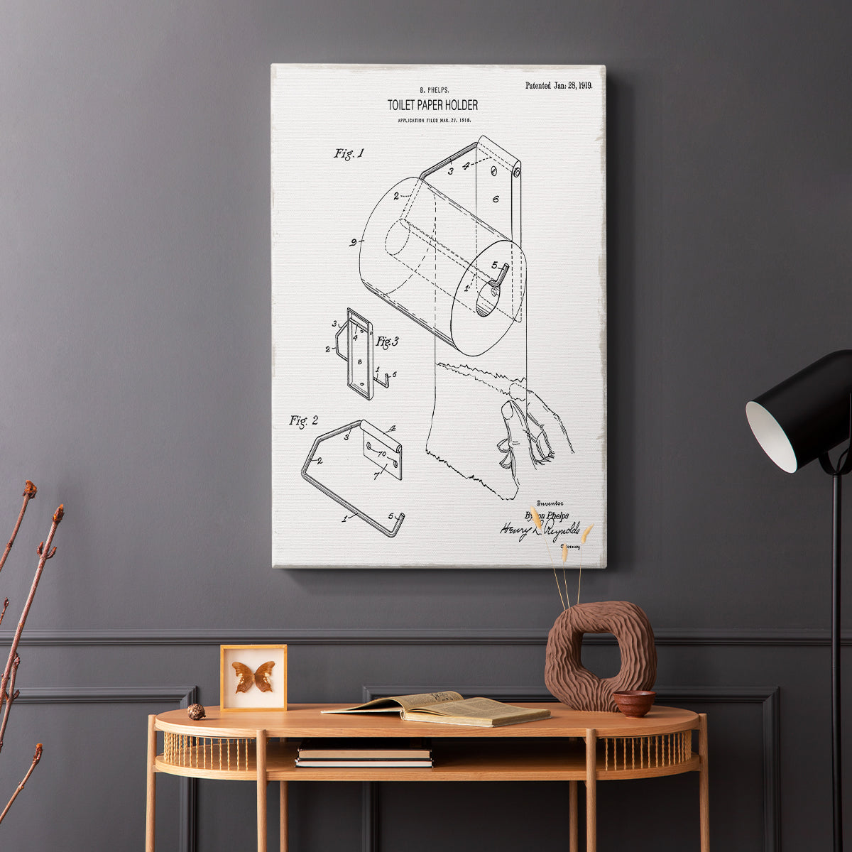 Toilet Paper Patent II - Canvas Art Print