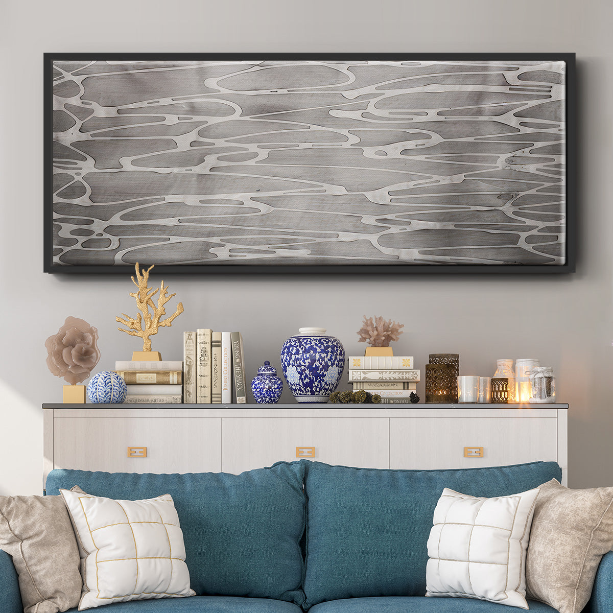 Slate Abstract - Floater Framed Canvas Print