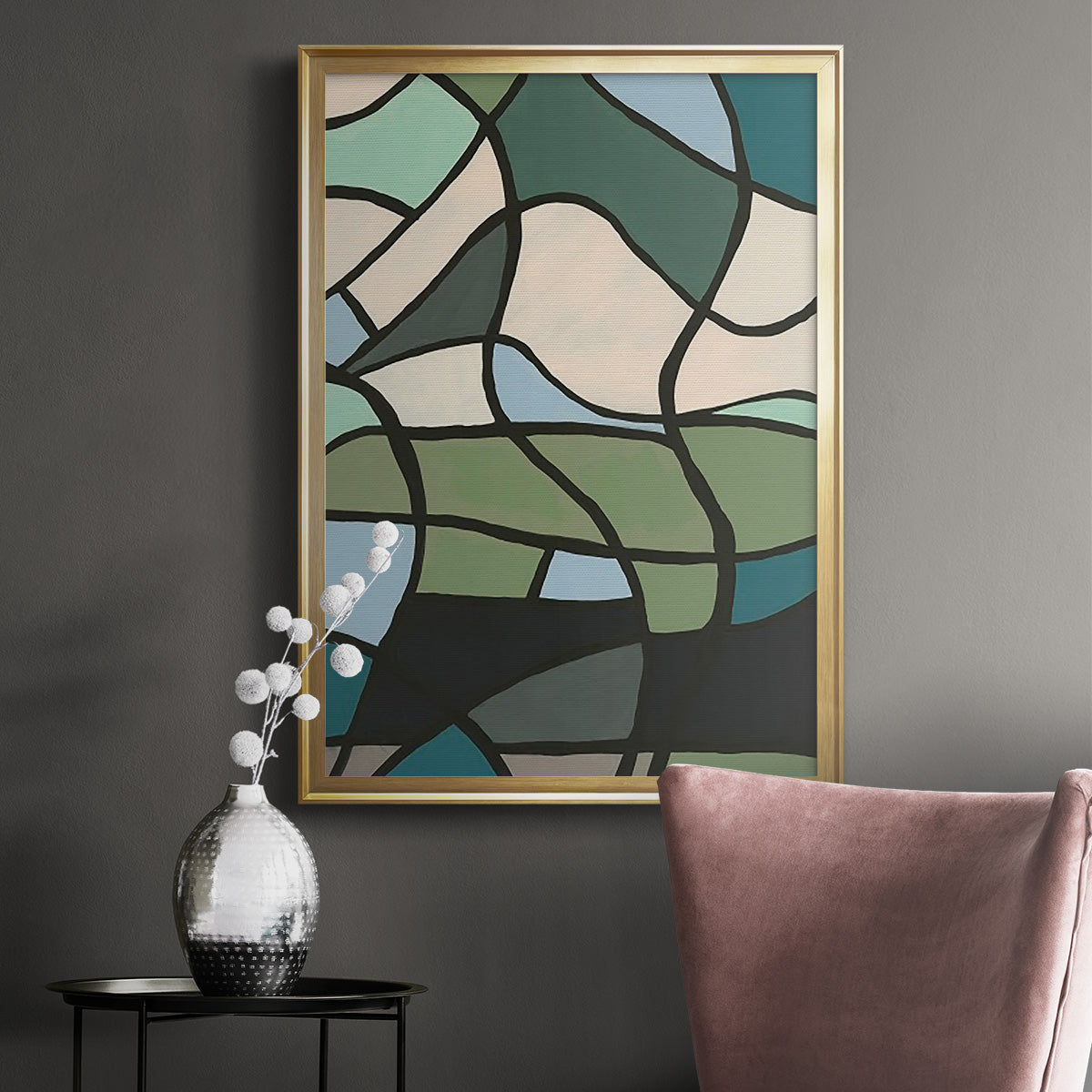 Multicolor Stained Glass II - Modern Framed Canvas Print