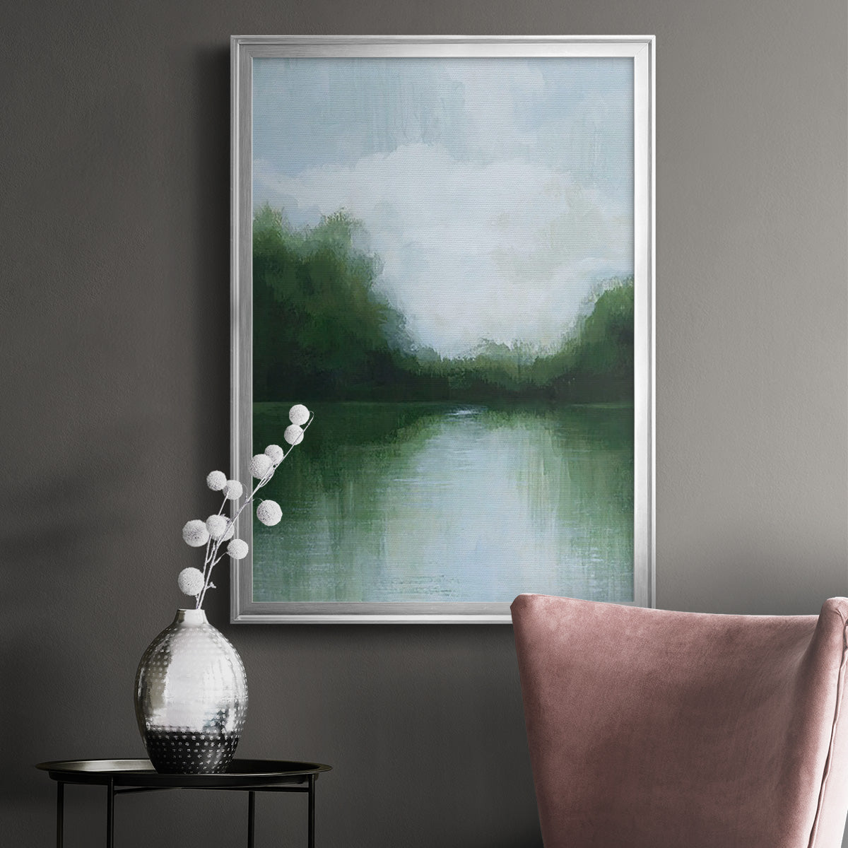 Mossy Reflections I - Modern Framed Canvas Print